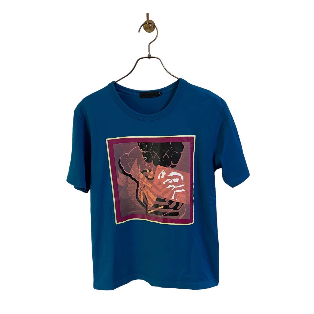 【KAWS OriginalFake カウズ オリジナルフェイク メディコムトイ Tシャツ カットソー メンズ1 ブルー 青 CHUM COMPANION COTTON T-SHIRT】