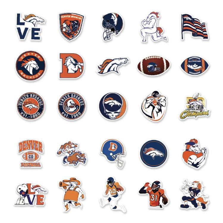 [50 sheets ]NFL Denver Bronco s sticker set Logo waterproof rare Denver Broncos