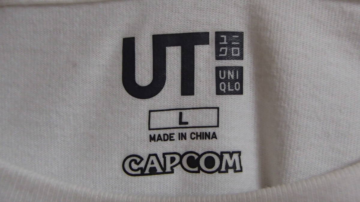 ●○UNIQLO ユニクロ UT 企業コラボ CAPCOM カプコン ストリートファイター 波動拳 サイズM 昇龍拳 サイズL Tシャツ 紺 白 2枚セット○●_画像8