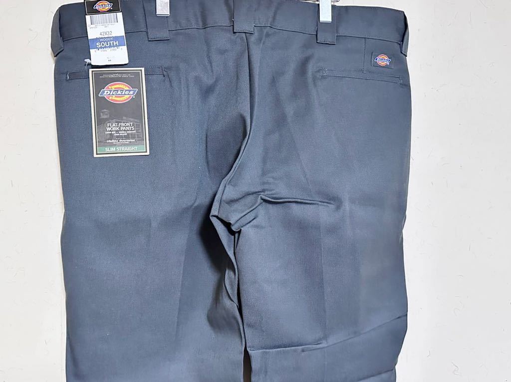 4-10 未使用 DICKIES ディッキーズ スリム ストレート ワーク パンツ メンズ 873 WP873CH チャコール 42x32_画像2