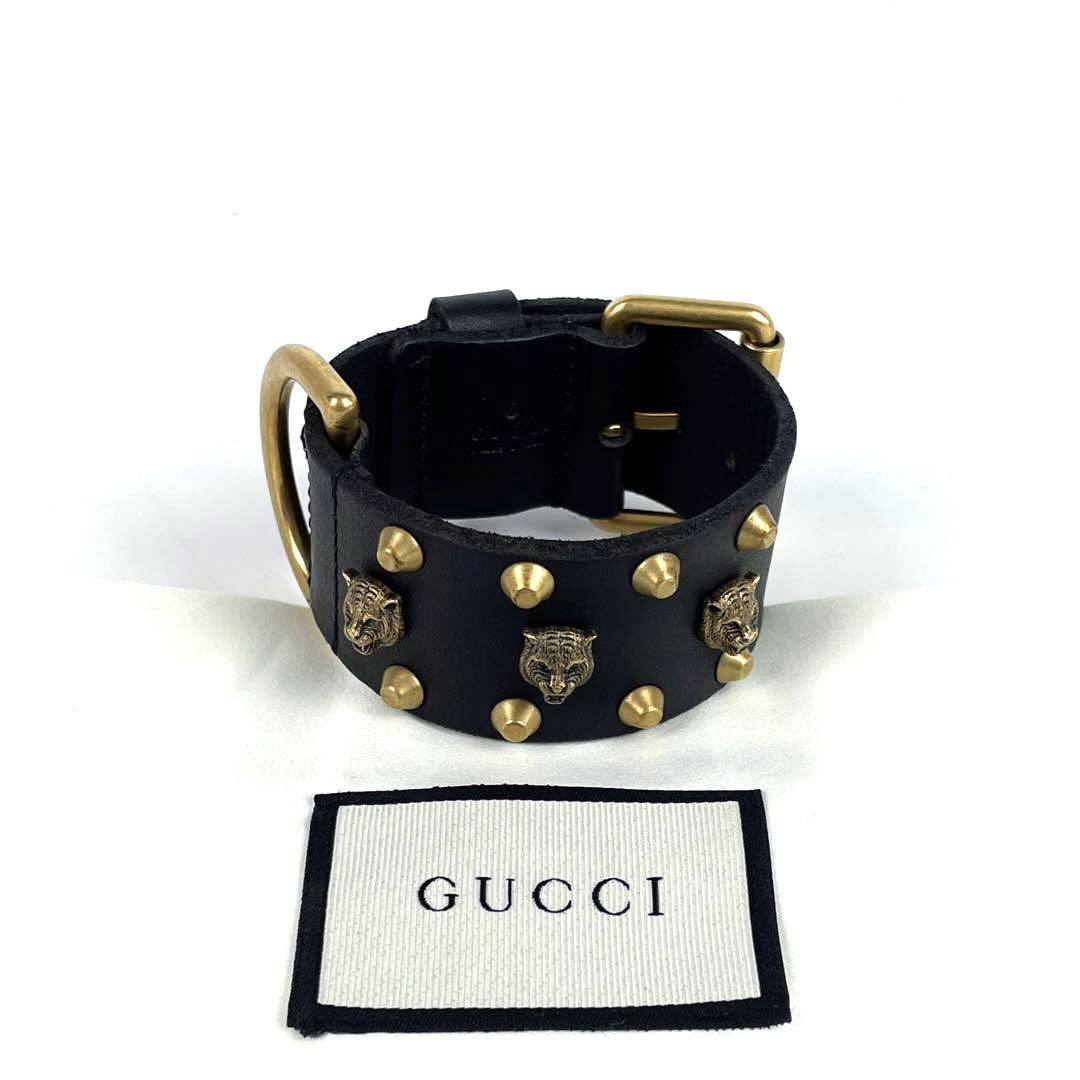 極美品□GUCCI グッチ タイガーヘッド ブレスレット レザー ベルト