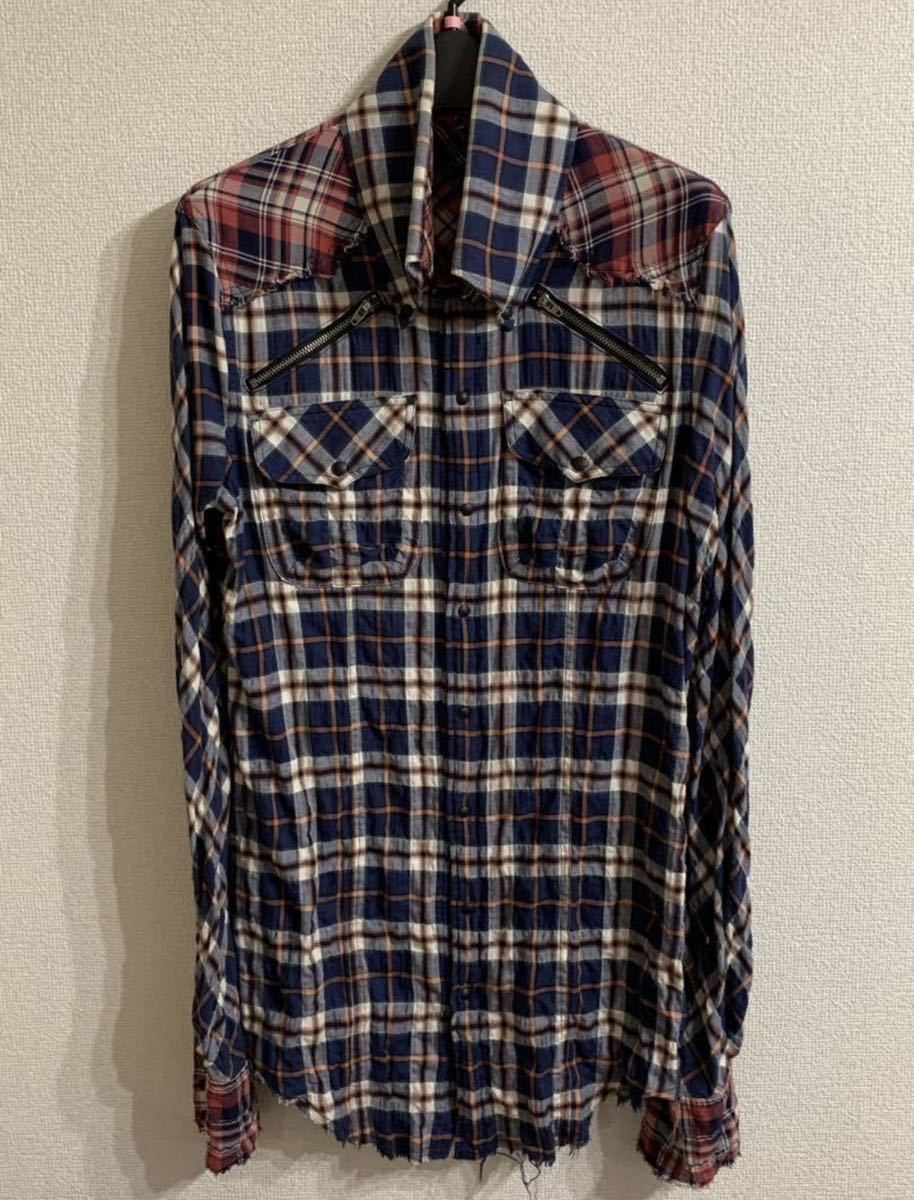 L.G.B SHIRT-G チェックシャツ LGB ルグランブルー パッチワーク-