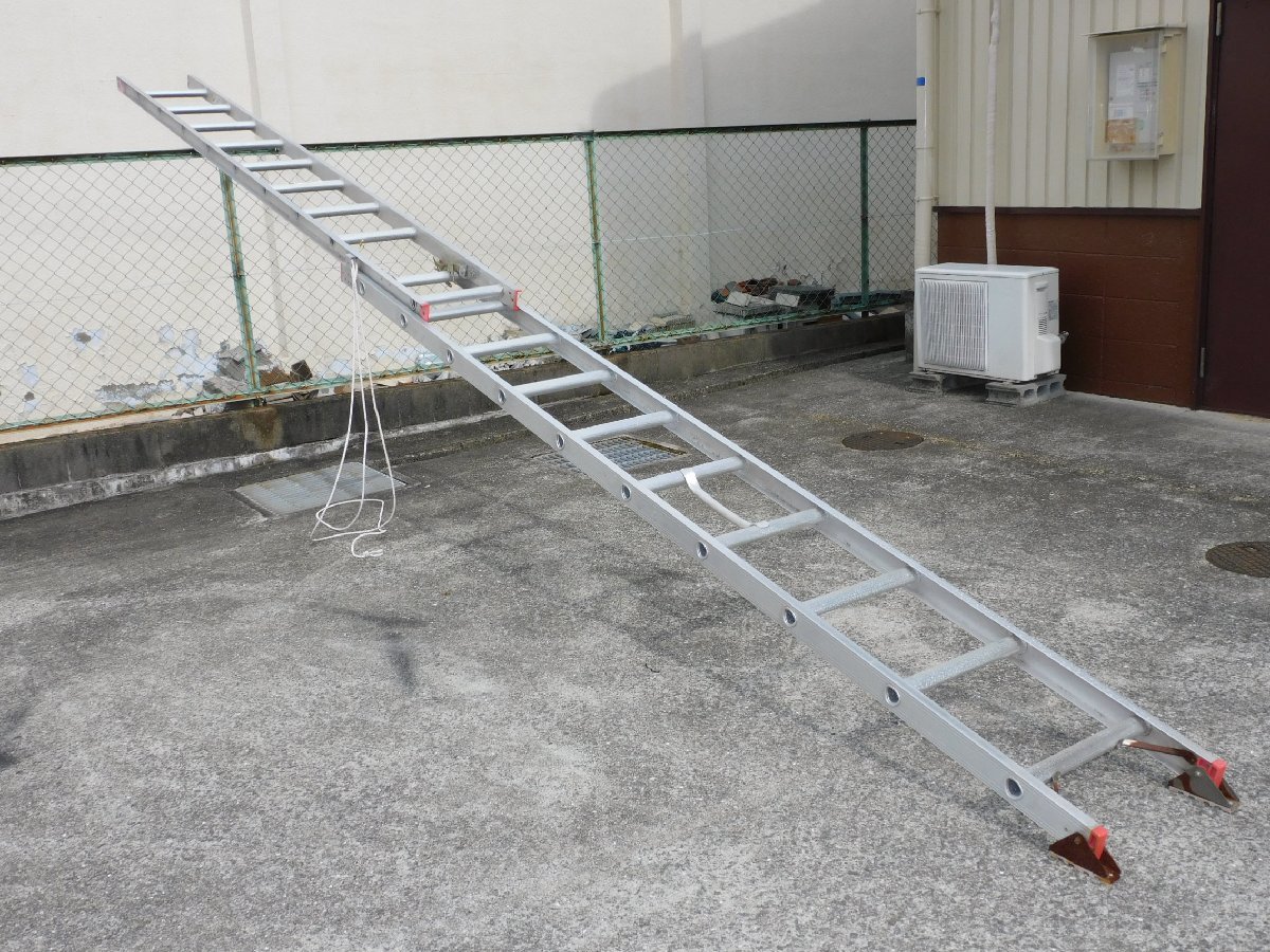 [ самовывоз ограничение - Osaka ]PICA 2 полосный aluminium лестница EX-60 общая длина 5.95m длина длина 3.57m использование угол 75 раз максимальный использование масса 100kg б/у работа sm-z