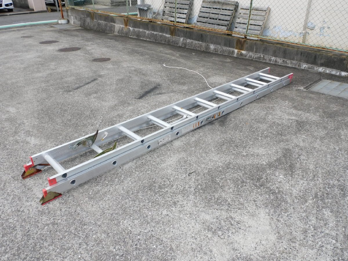[ самовывоз ограничение - Osaka ]PICA 2 полосный aluminium лестница EX-60 общая длина 5.95m длина длина 3.57m использование угол 75 раз максимальный использование масса 100kg б/у работа sm-z