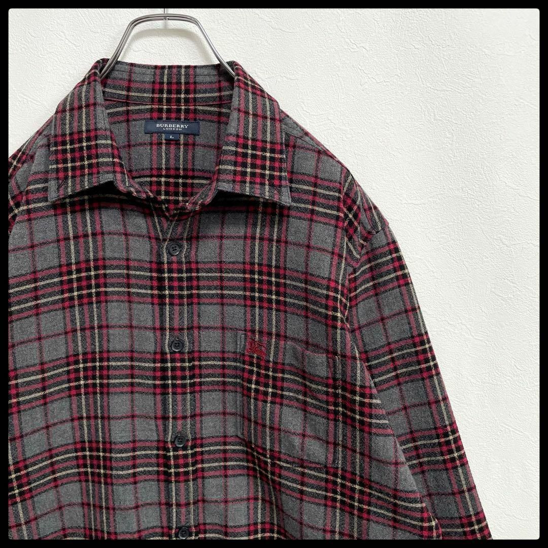 希少】バーバリーロンドン BURBERRY ノバチェック ウール 長袖シャツ