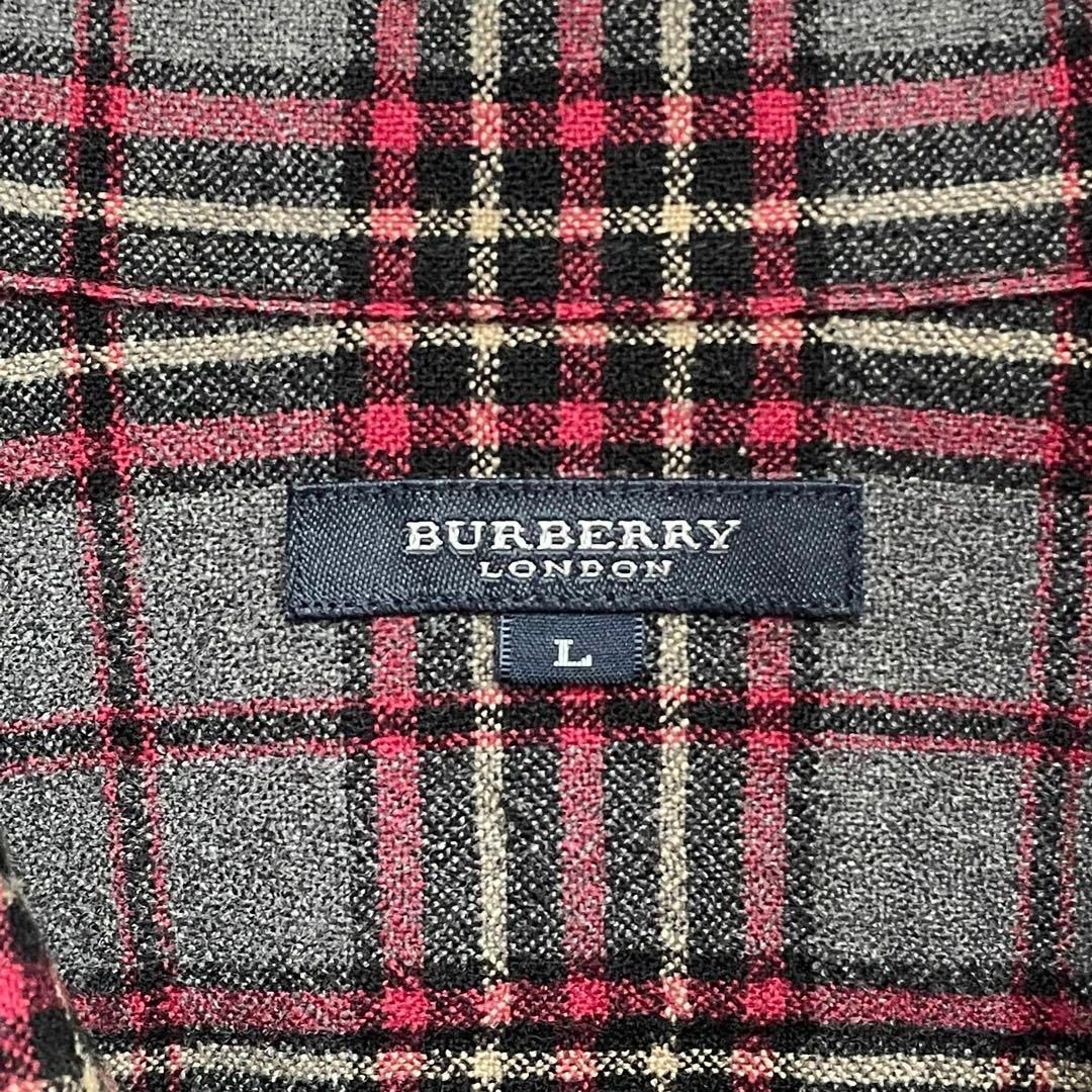 【希少】バーバリーロンドン　BURBERRY　ノバチェック　ウール　長袖シャツ　メンズLサイズ　BURBERRY LONDON