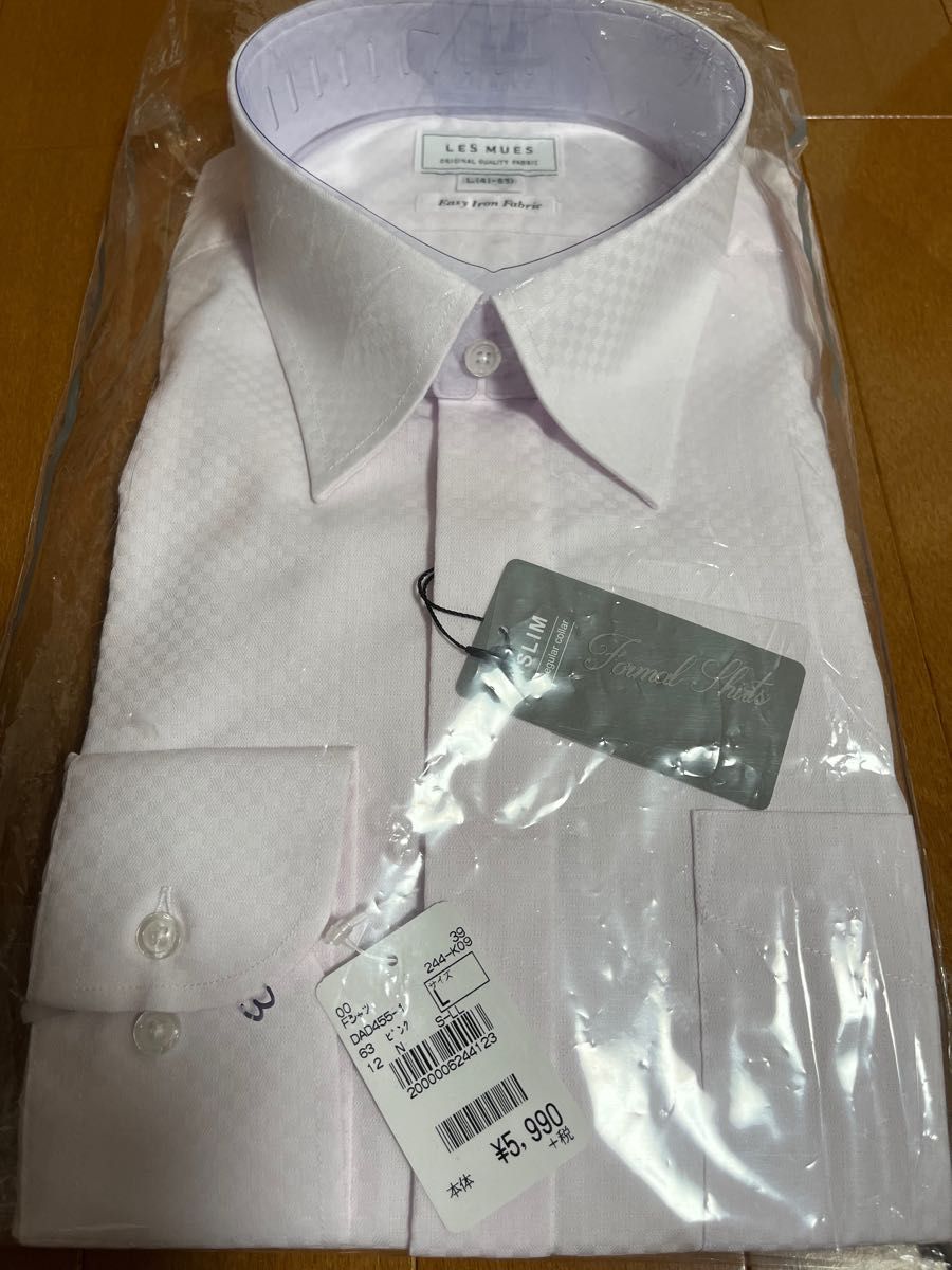 3. 新品　L41-85 SLIM 長袖ワイシャツ　EASY IRON FABRIC ピンク　形状記憶シャツ　AOKI