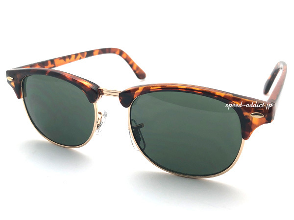 SIRMONT BROW SUNGLASS べっ甲 × GREEN/サーモントブロウサングラスデミ柄鼈甲べっこうカラーレンズ度なしクラシカルドライブアウトドア_画像1