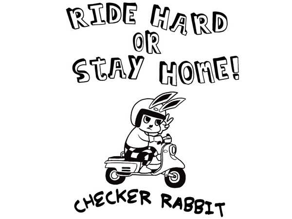 CHECKER RABBIT Ringer T-shirt M/リンガーtシャツtrimトリムtee兎うさぎラビットスクーターハイスーパーフローマイナーツーリングs301s601_画像2