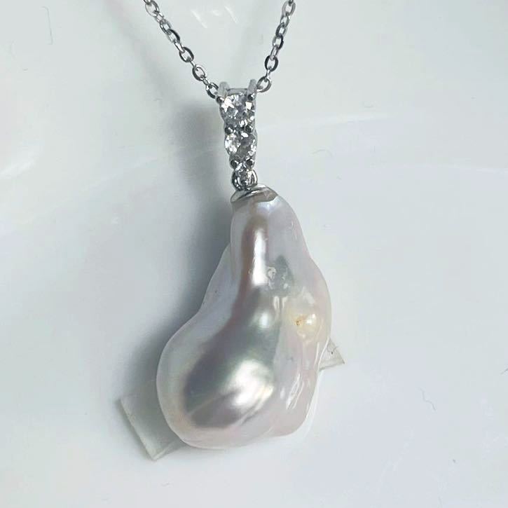 大割引 絶品照り虹色バロックパールネックレス 凜彩 天然 ペンダント