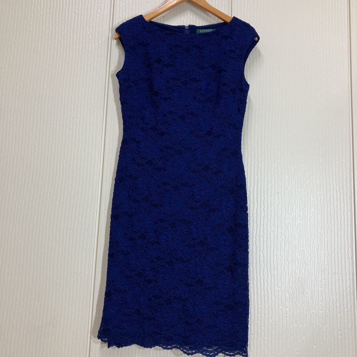 139 LAUREN RALPH LAUREN DRESS ローレン ラルフローレン ドレス 総レース ノースリーブ ワンピース 花柄 パーティー オケージョン 30726A_画像1