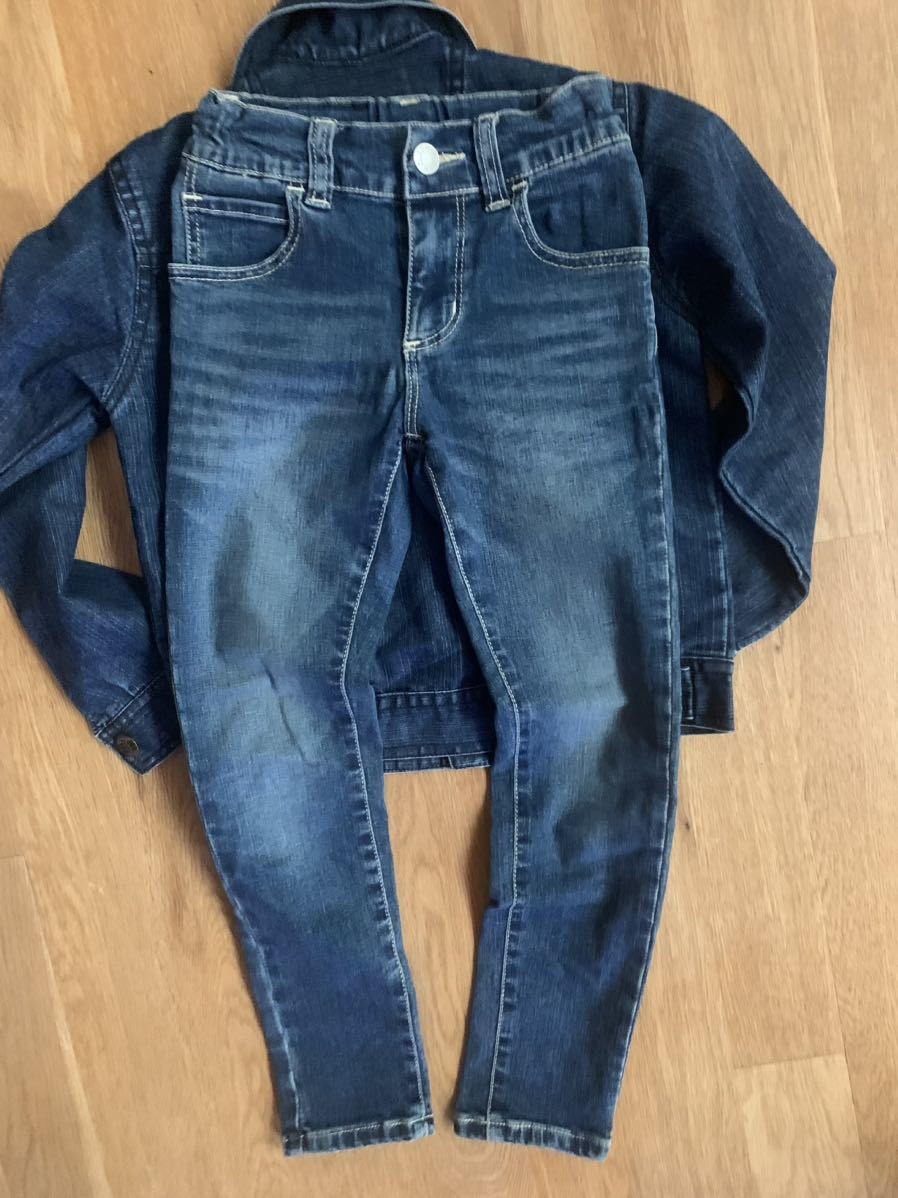  beautiful goods Kids G Jean skinny stretch Denim setup top and bottom set 120 Denim jacket 