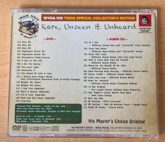 THE BEATLES / RARE, UNHEARD - TMOQ SPECIAL COLLECTOR'S EDITION - (DVD+CD)　ビートルズ　プレス盤_画像2