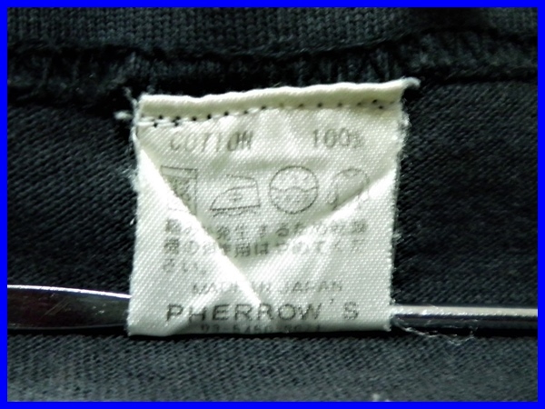 即決 Pherrow's フェローズ 匠 忍 「武将」 プリント長袖Tシャツ メンズS_品質表示タグ