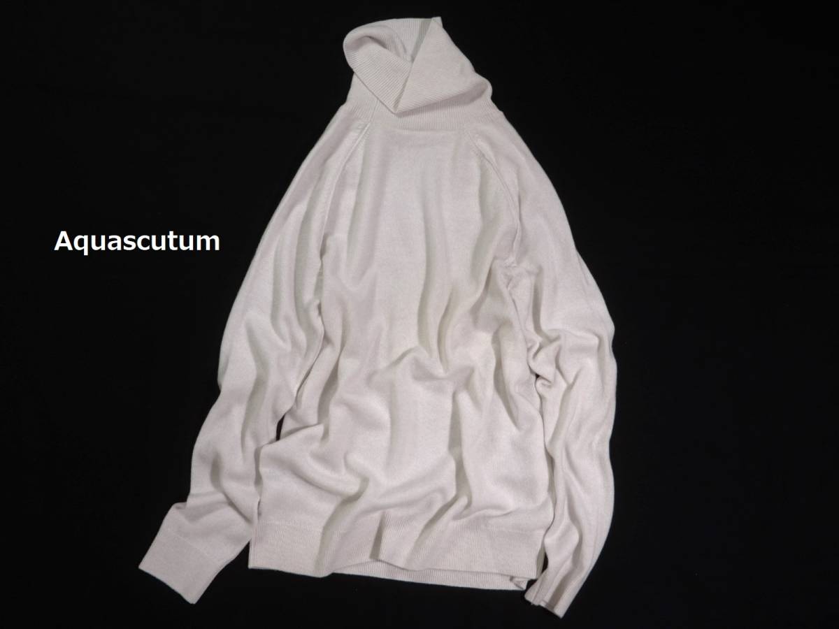贅沢 Aquascutum 10 セーター ニットプルオーバー タートルネック ハイネック カシミヤ100% アクアスキュータム 女性用