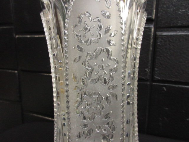 ｍ9044 美品 カメイガラス 花瓶 フラワーベース クリスタルガラス KAMEI 24% CRYSTAL Pb0 KAMEI GLASS JAPAN  口径約14cm 高さ約29cm