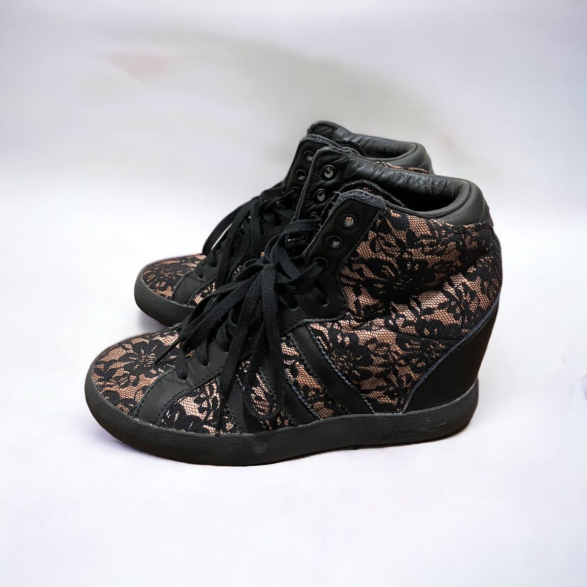 最終値下げ アディダス JS LACE PROFIWEDGE ハイカットスニーカー 総レース ゴシック調フェミニン Jeremy Scott x adidas Originals 光沢感_画像4