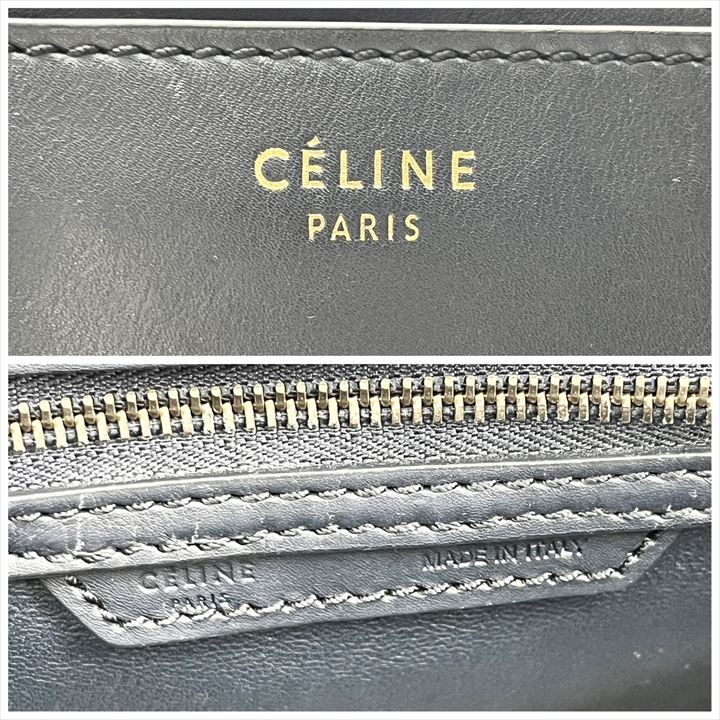 【美品】CELINE　セリーヌ　ラゲージ　ミニショッパー　ハンドバッグ　トート　A4収納可能　ダークネイビー 　L338_画像9