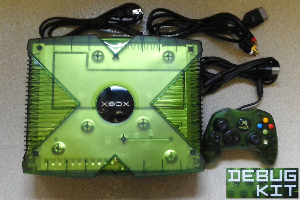中古 Microsoft純正 Xbox Debug Kit デバック キット XDK 128mb RAM 限定カラー 初代Xboxの初代デバック機 クリア―グリーン