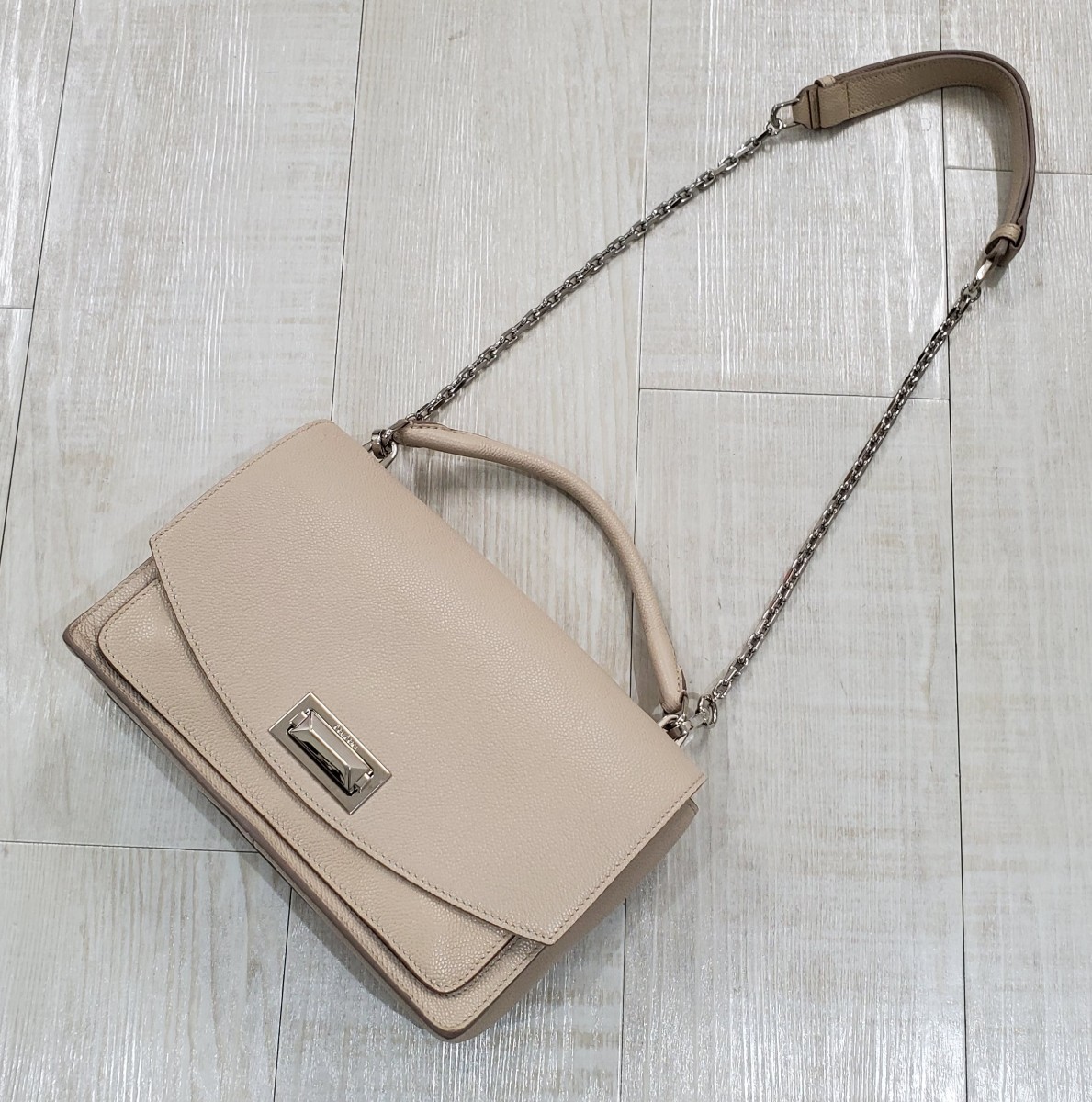 MAX MARA マックスマーラ 2way チェーン ショルダー ハンド バッグ bag ライト ベージュ_画像1