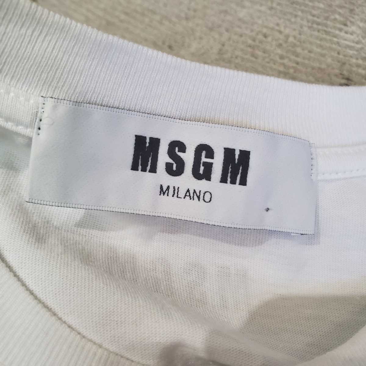 新品 国内正規 2017 MSGM エムエスジーエム Tシャツ プリント 半袖 Tee ホワイト サイズ XS_画像5
