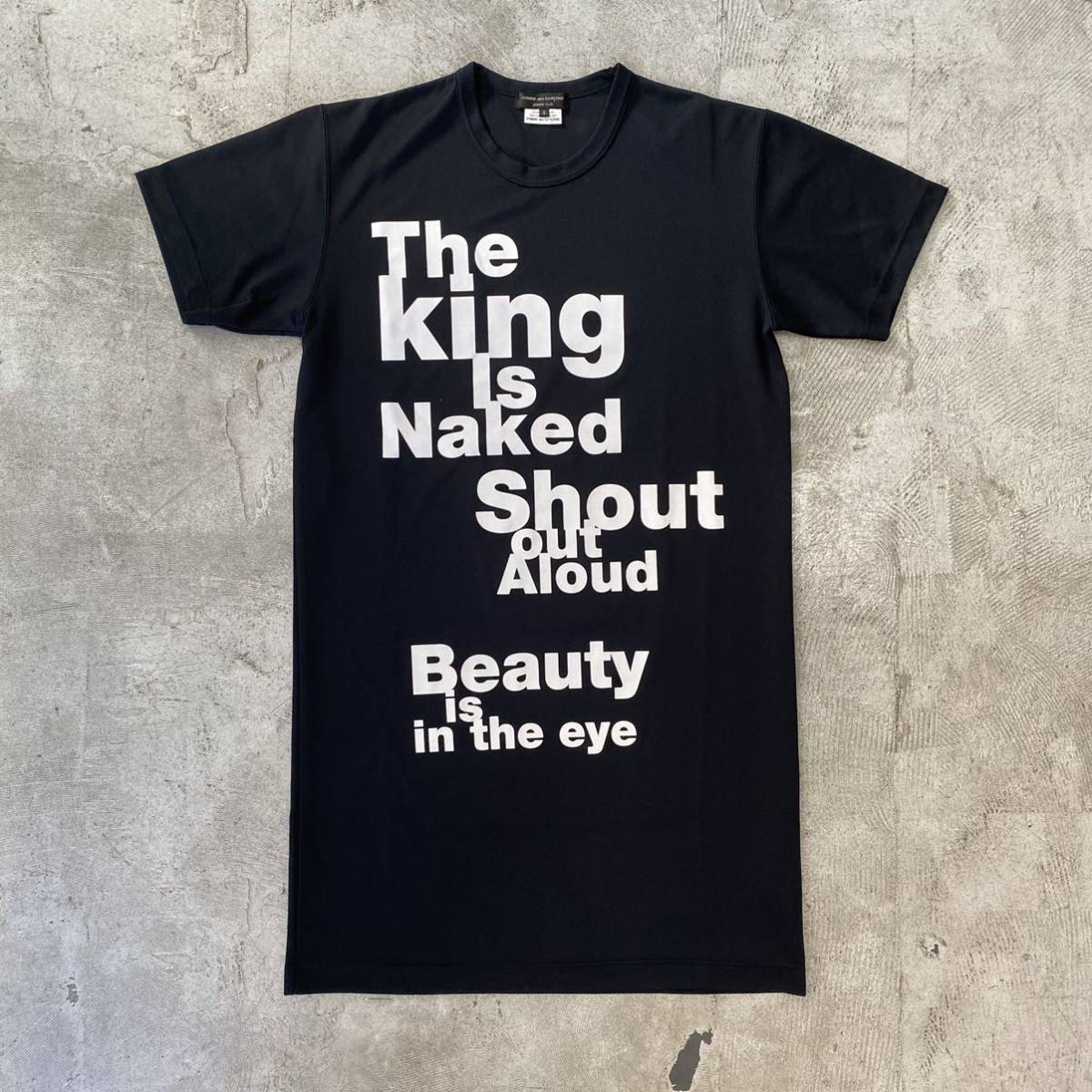 17ss COMME des GARCONS HOMME PLUS コム デ ギャルソン オム プリュス 裸の王様 THE KING IS NAKED TEE ロング ポリ Tシャツ ブラック S