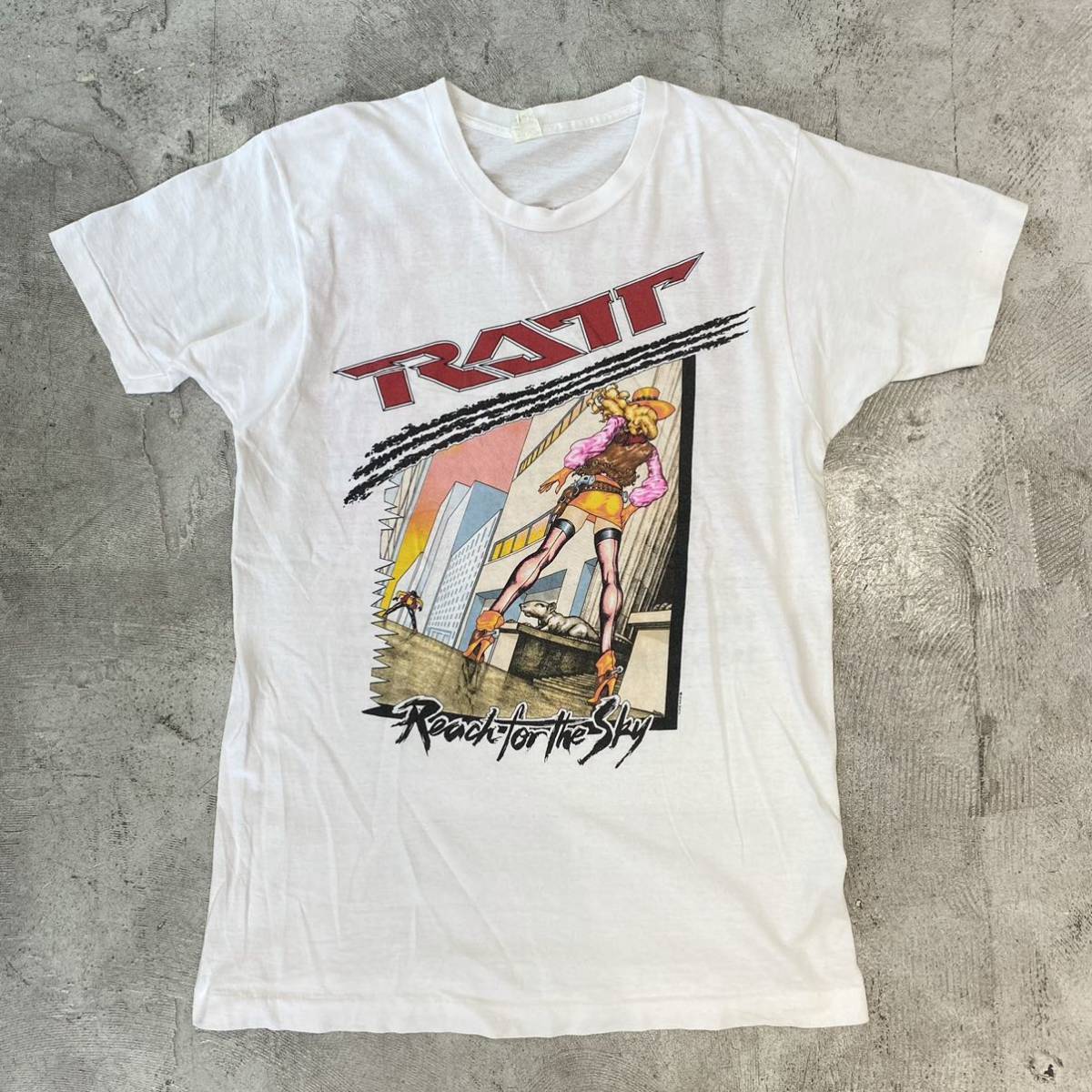 89s Vintage RATT ヴィンテージ ラット Reach For The Sky TOUR TEE ロックT バンドT ツアーT Tシャツ 1989 80s ホワイト 系 サイズ L_画像1