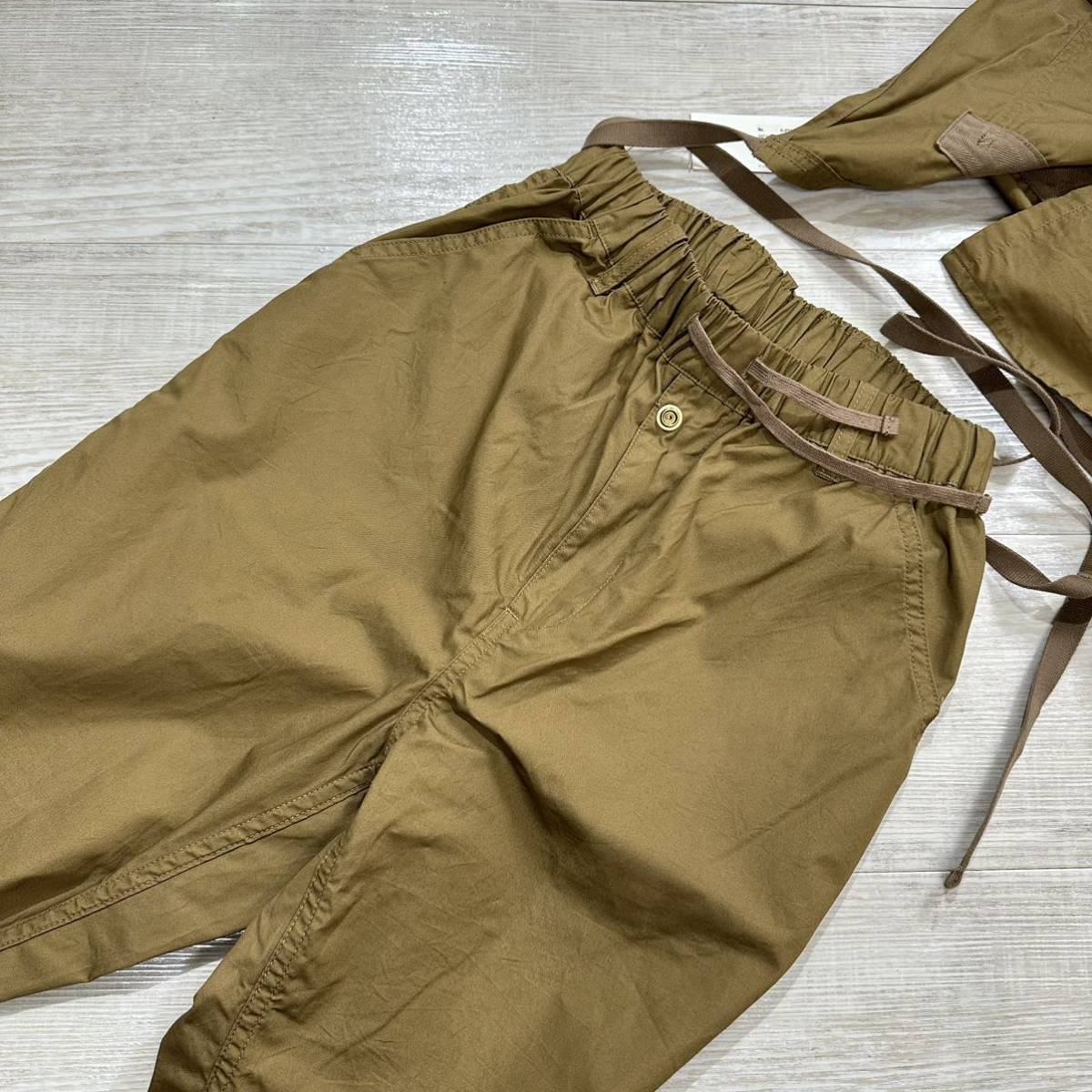 20ss 2020 新品 H.UNIT エイチユニット Weather cloth apron easy pants ウェザークロス エプロン パンツ Beige サイズ 1 定価22.000円+tax_画像6