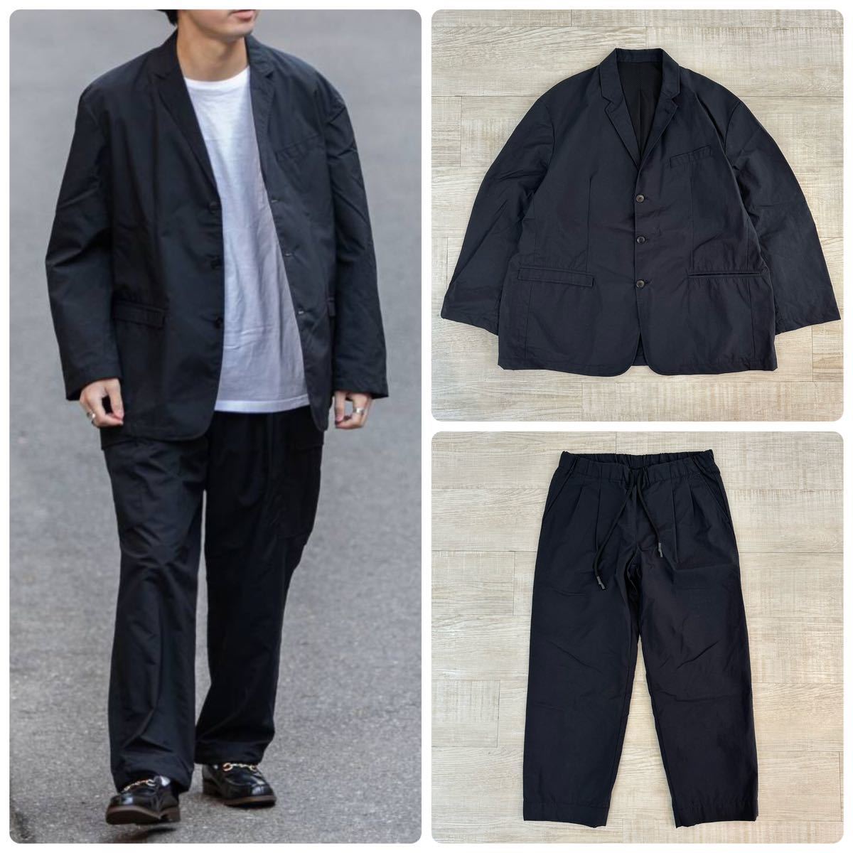 21ss 2021 S.F.C エスエフシー SFC ナイロン テーラード ジャケット size XXL & パンツ size XL セット アップ SET UP 上下 BLACK ブラック_画像1