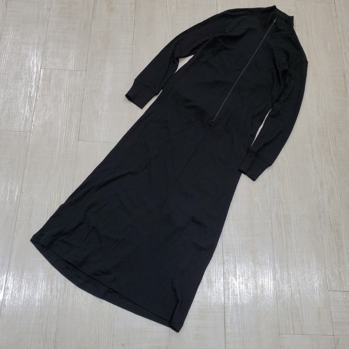 Y's ワイズ YOHJI YAMAMOTO ヨウジヤマモト ウール ジップ デザイン ロング ワンピース ドレス ブラック