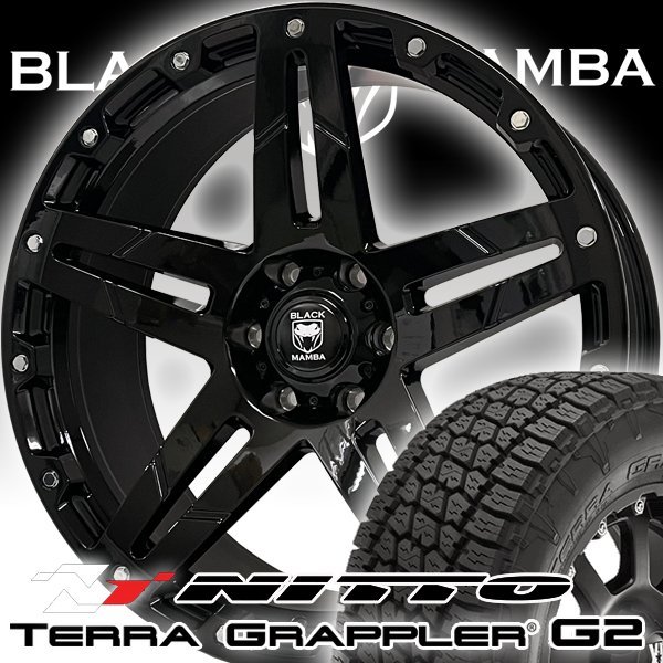 ハイラックス FJクルーザー pcd139.7 pcd135 Black Mamba 22x9.5j 22インチマッドタイヤホイール 国産 NITTO TERRA GRAPPLER G2 285/45R22_画像6