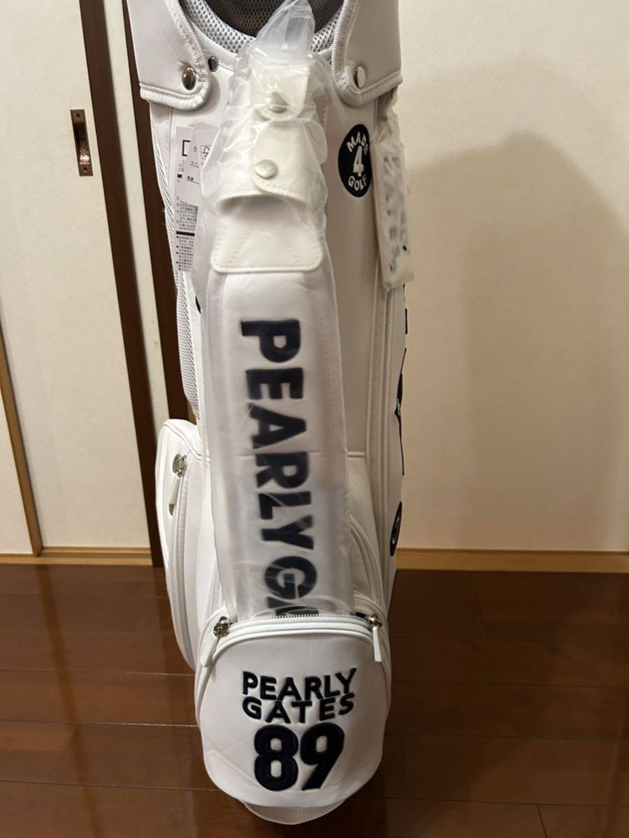 最安挑戦! キャディバッグ スタンド 合皮 白 パーリーゲイツ デザイン