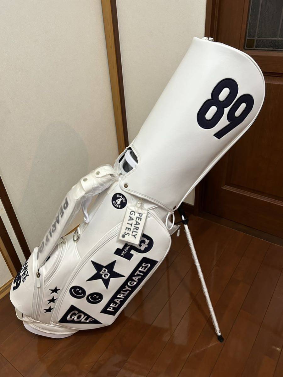 最安挑戦! キャディバッグ スタンド 合皮 白 パーリーゲイツ デザイン