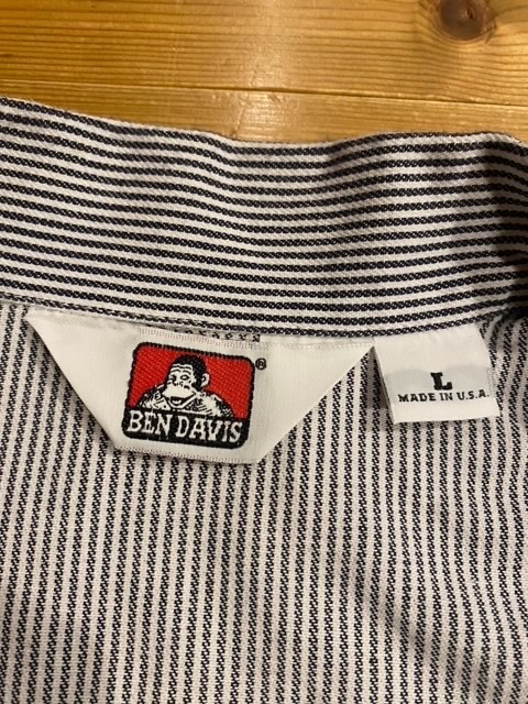 90’s BEN DAVIS/ベン デイビス Vintage L/S Half Zip Box Length Stripe Shirt/長袖 ハーフジップ ボックス丈ストライプシャツ アメリカ製