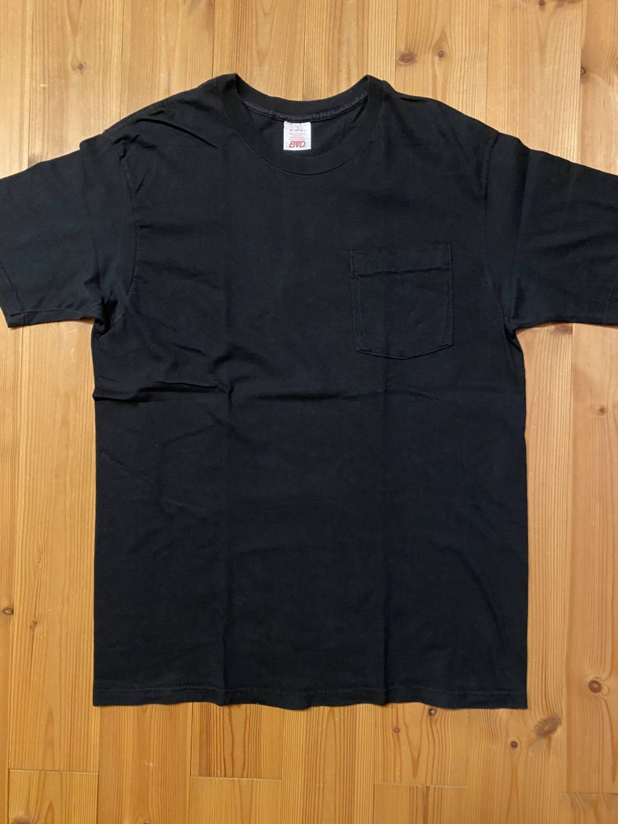 90's BVD Vintage S/S POCKET T-Shirt/ヴィンテージ 半袖 ポケットTシャツ BLACK/黒 ドミニカ製 MEDIUM_画像1
