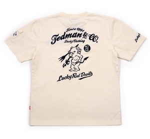 テッドマン/刺繍/Tシャツ/白×紺/XS/tdss-487/エフ商会/カミナリモータース