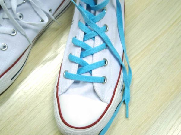 靴紐 シューレース 平タイプ スカイブルー 150cm_画像3
