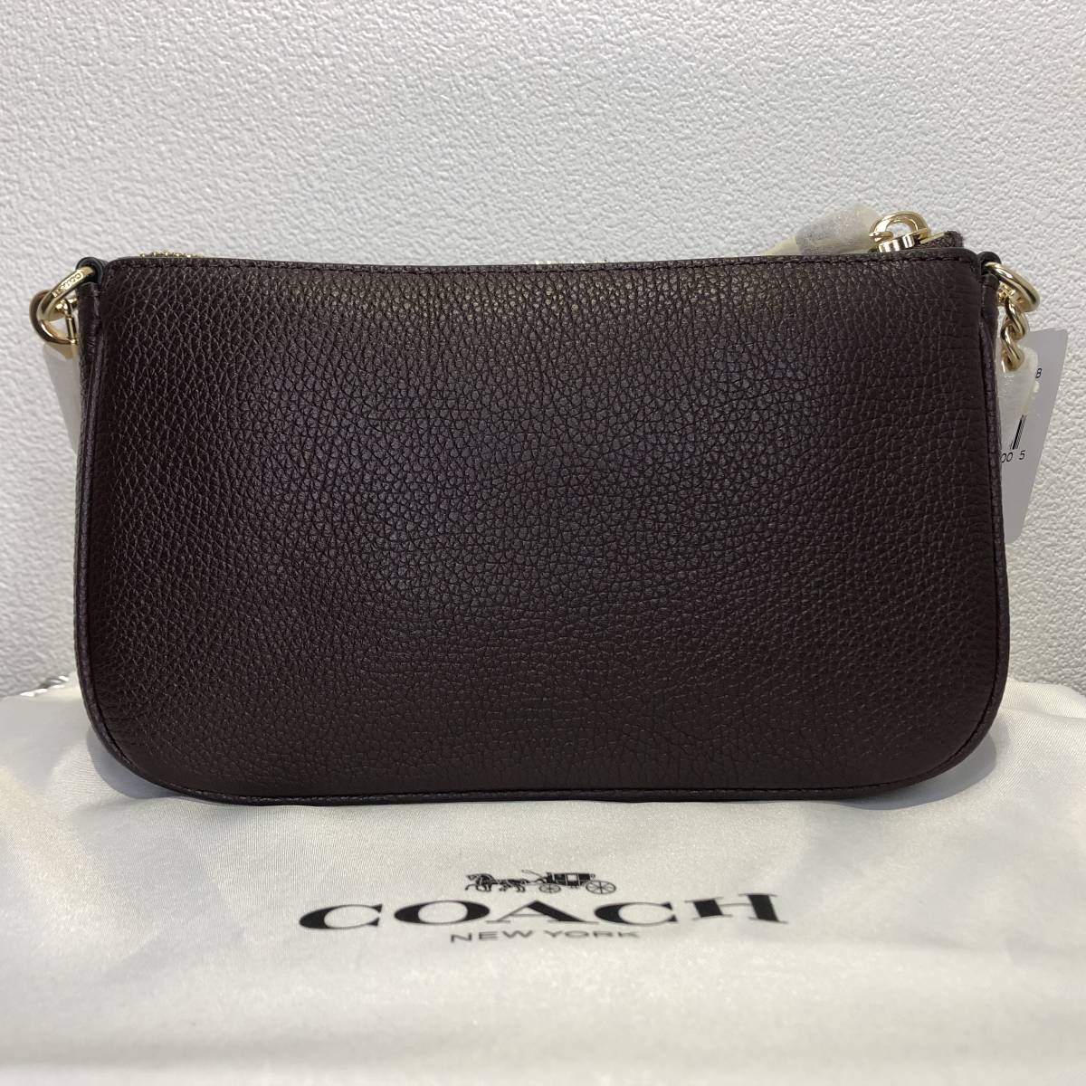 COACH/コーチ Nolita 19 With Chain/ノリータ 19 ペブルドレザー ショルダーバッグ クラッチバッグ ブラウン / 2way リストレット チェーン