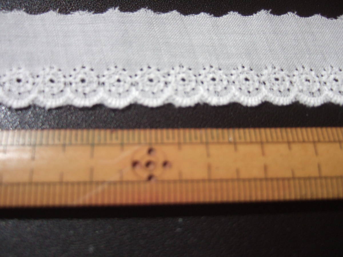 ◆白の縁レース　木綿　細幅２センチ　長さ１９.５メートル_画像3