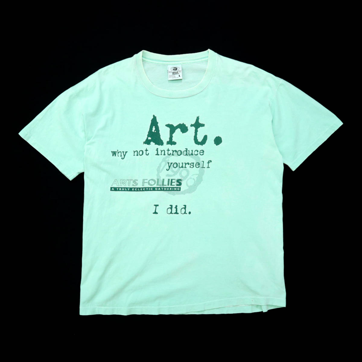 送料無料 90s ビンテージ ART FOLLIES アート メッセージ Tシャツ USA製 ANVIL アンビル 古着 90年代 映画 ムービー _画像1
