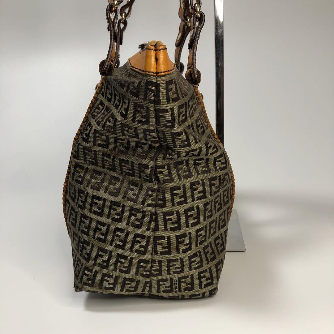 美品】保存袋付 フェンディ FENDI ズッキーノ キャンバス レザー 美品】保存袋付 フェンディ FENDI ズッキーノ キャンバス レザー