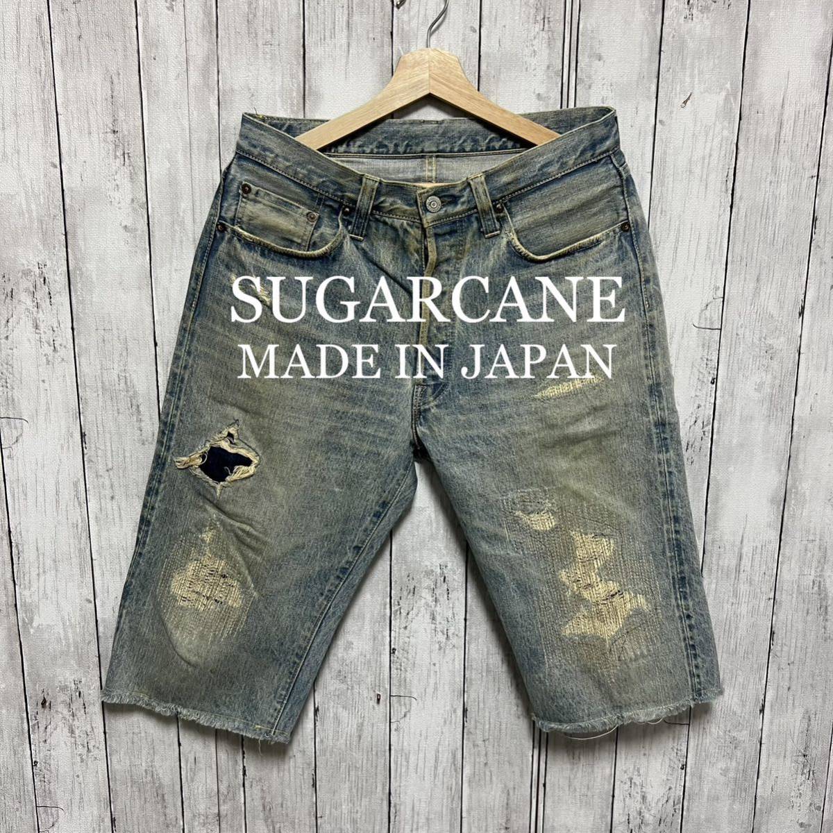 SUGAR CANE ダメージユーズド加工デニムミドルパンツ！赤耳！_画像1