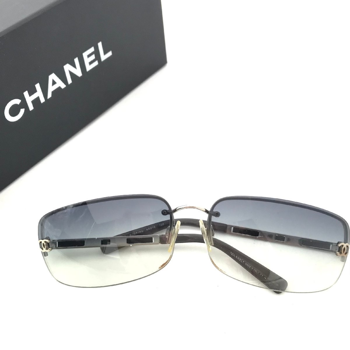 CHANEL シャネル レザー レンズ サイドココマーク サングラス 良品 M11145
