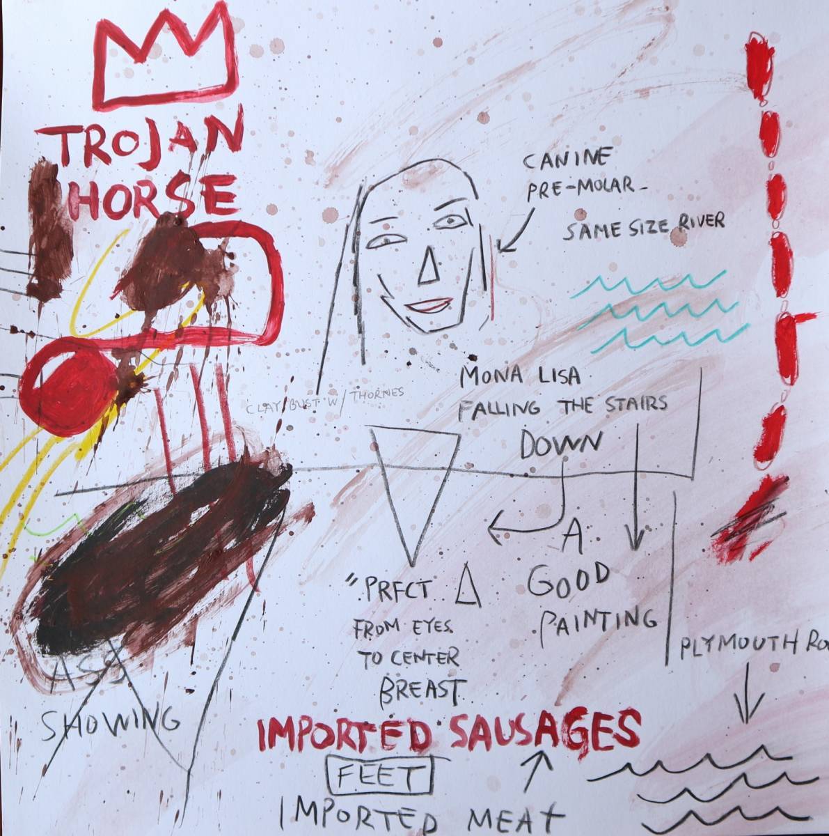 送料無料★ジャン＝ミシェル・バスキア Jean-Michel Basquiat★タイトルTROJAN HORSE(2)★販売証明書★混合メディア画★模写_画像8