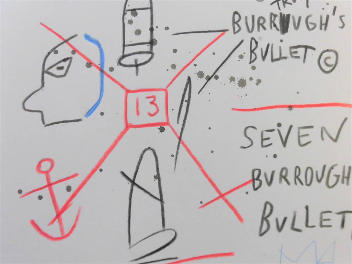 送料無料★ジャン＝ミシェル・バスキア Jean-Michel Basquiat★Buroushs Bullet Pt1★販売証明書★混合メディア画★模写_画像3