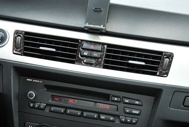 BMW 3シリーズ E90 E92 E93 カーボン製 インテリア 内装小物 エアコン スイッチカバ- ステッカー5点セット Aタイプ 送料無料の画像2
