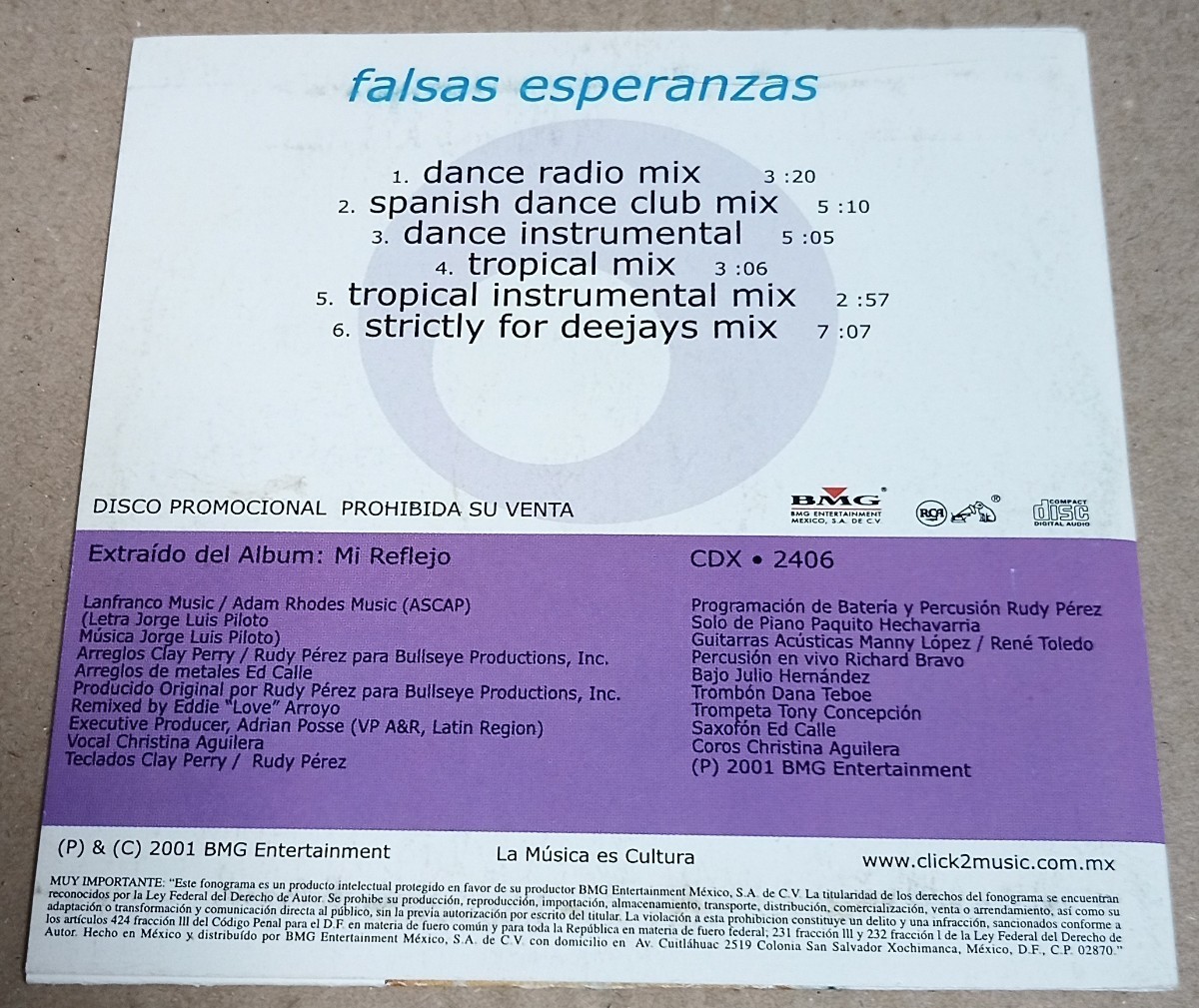 Christina Aguilera / Falsas Esperanzas промо CD одиночный Eddie Arroyo Christie na*agirela