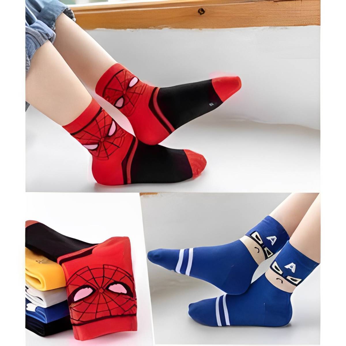 0360S スパイダーマン　hero 子供靴下 マーベルヒーロー キッズソックス