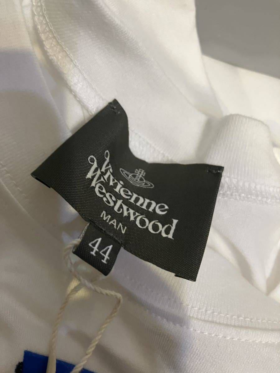 送料込●新品● Vivienne Westwood 半袖Tシャツ44 白C 日本製 青プリントオーブ コットン100% ヴィヴィアンウエストウッド ビビアン