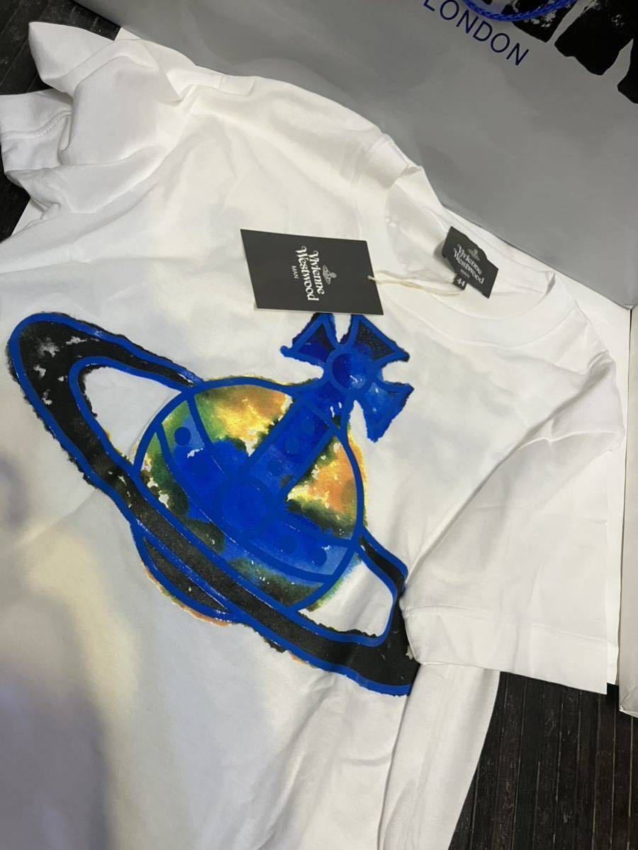 送料込 新品 完売品 Vivienne Westwood 半袖Tシャツ44 白E 日本製 青プリントオーブ コットン100% ヴィヴィアンウエストウッド ビビアン Yahoo!フリマ（旧）のサムネイル